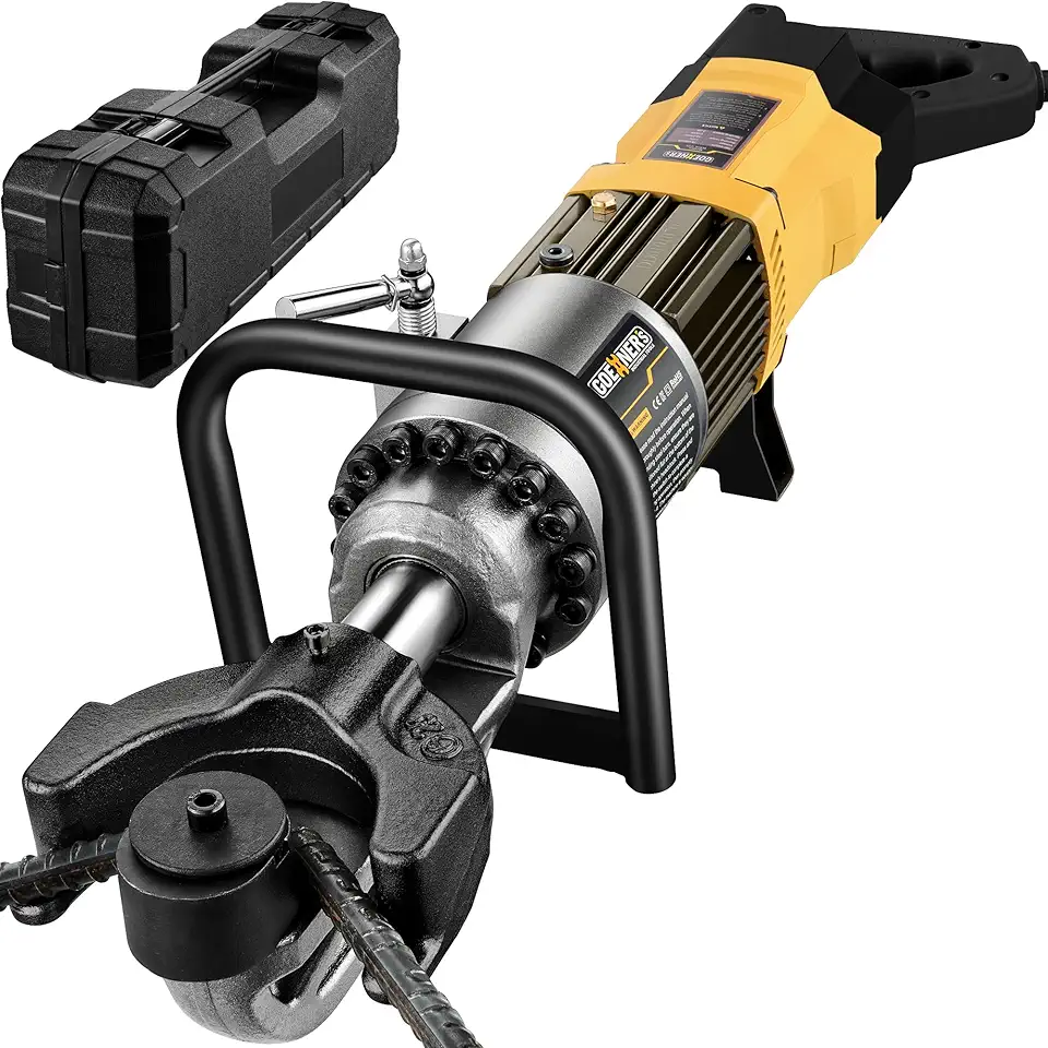 2024 Upgraded Electric Rebar Bender with Pure Copper Brushless Motor, Portable Hydraulic Rebar Bender Tool, Max Bend 1 Inch 25mm #8 Rebar, Bend Angle 0-130°, 1100W Handheld Rebar Bender Machine, 110V