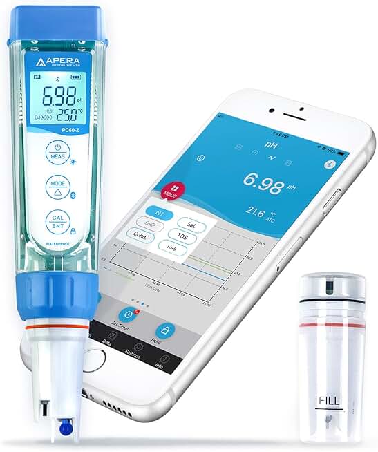 Apera Instruments PCO60-Z Bluetooth pH/Conductivity/ORP/Redox/TDS/Salinity/Resistivity Smart Multi-Parameter Meter Tester Kit Powered by ZenTest Mobile App with Cloud-Based Datalogger