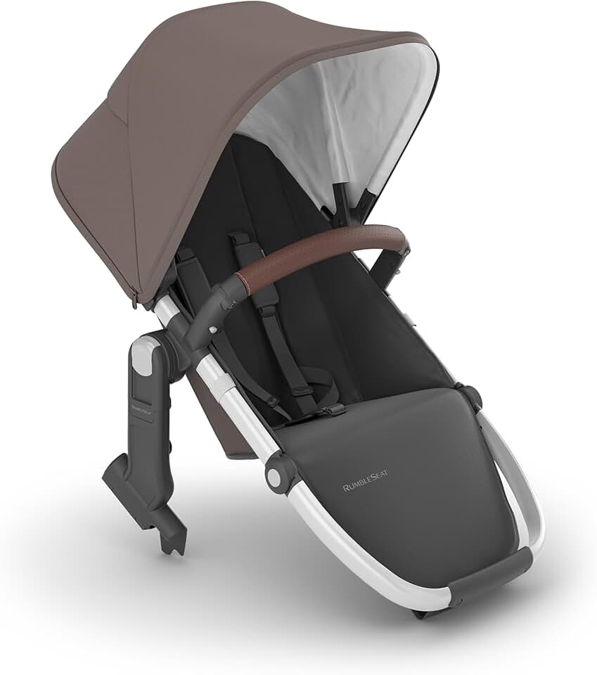 UPPAbaby RumbleSeat V2+ Second Lower Seat/Compatible with Vista 2015-2019 and Vista V2 / Adapters, Bumper Bar, Bug Shield Included/Theo (Dark Taupe/Silver Frame/Chestnut Leather)