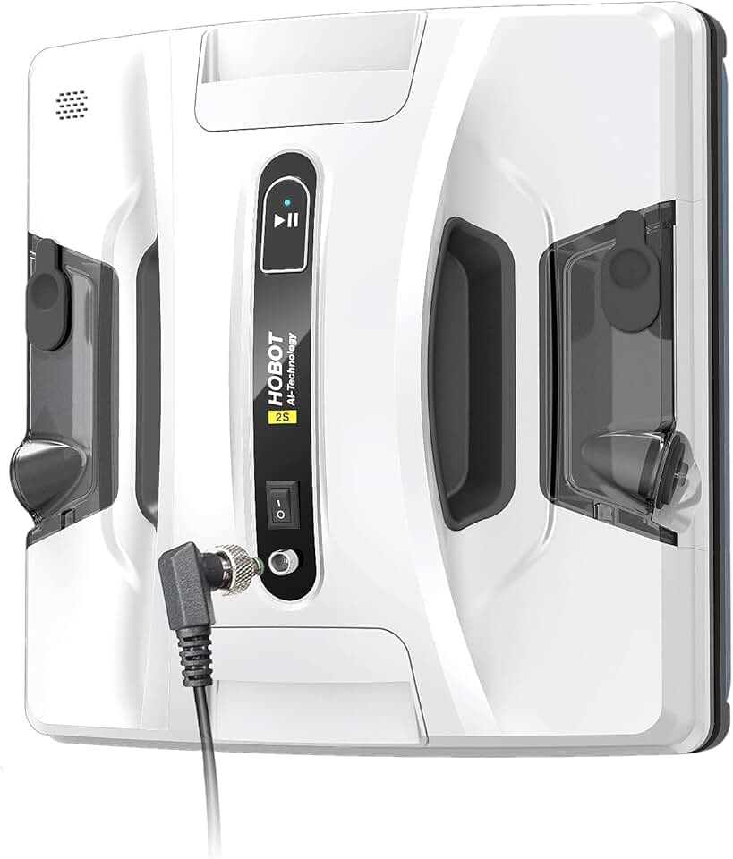 HOBOT-2S Window Cleaning Automatic Robot with Ultrasonic Water Spray, Intelligent Cleaning, AI Smart Route Plan, Dual Replaceable Water Tanks, and Control via Smartphone or Remote