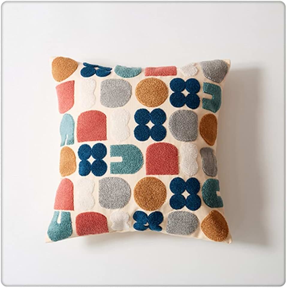 Flower Cushion Cover Cute Polka Dot Embroidered Pillow Cover 45x45cm Living Room Soft and Comfortable Home Decoration Children's Room(Style B)