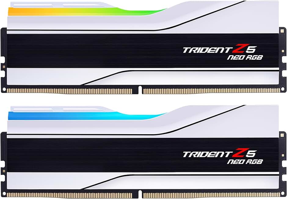 G.SKILL Trident Z5 Neo RGB Series (AMD Expo) DDR5 RAM 64GB (2x32GB) 6000MT/s CL30-36-36-96 1.40V Desktop Computer Memory UDIMM - Matte White (F5-6000J3036G32GX2-TZ5NRW)
