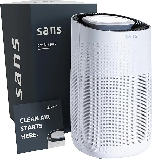 Sans HEPA 13 Air Purifier - White - 1560ft² Ultra-Quiet Home Air Purifier, Pre-Filter, Activated Carbon, UV-C Light, Protect from Odors, Smoke, Pollutants, Allergens, Dust, Dander, Harmful Chemicals