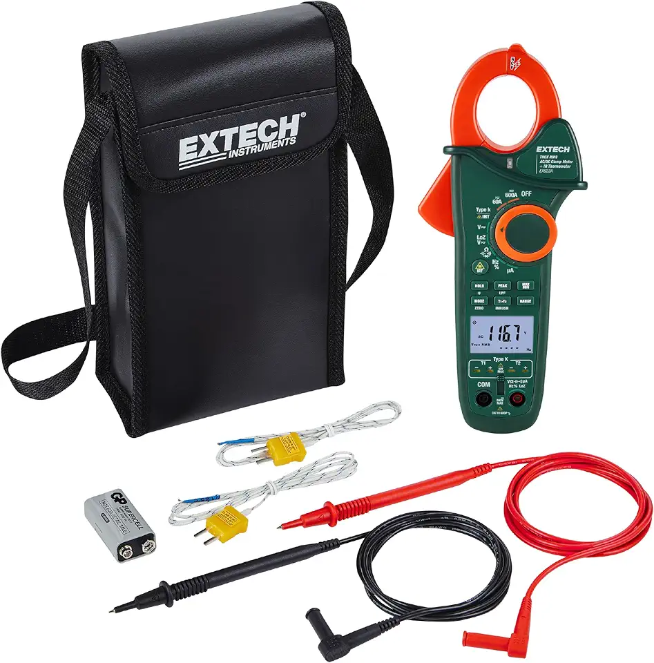 Extech EX623A 600A AC/DC Clamp Meter with IR and Dual Type K