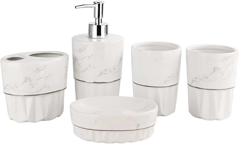 Hotel Gargle Set Ceramic Marble Cup Hand Sanitizer Press Bottle Soap Box