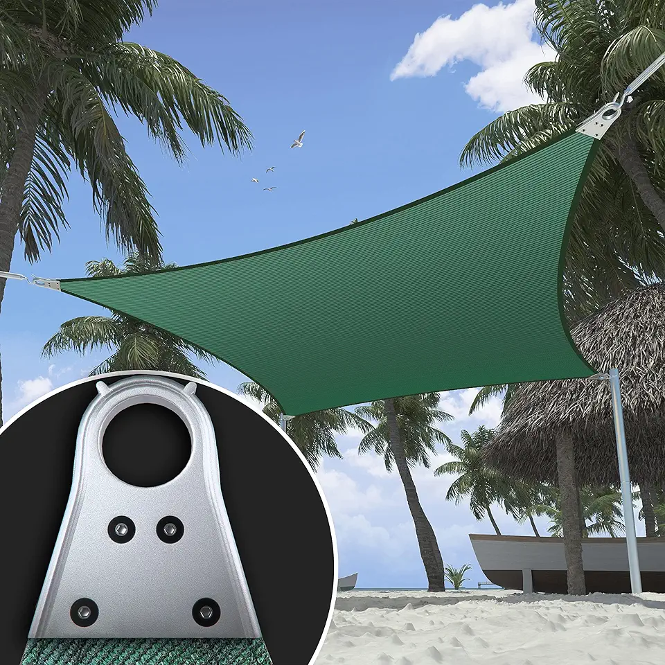ShadeMart Heavy Duty 24' x 24' Green Square Sun Shade Sail, Commercial Grade UPF50 Canopy SMTAWS24, Reinforced Corners & Edges, 260 GSM Fabric Heavy Duty -3 Years Warranty (We Make Custom Size)