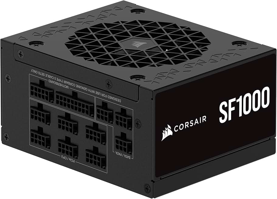 CORSAIR SF1000 (2024) Fully Modular Low Noise 80 PLUS Platinum ATX Power Supply – ATX 3.0 Compliant – PCIe 5.0 Ready – SFX-to-ATX Bracket Included – Black