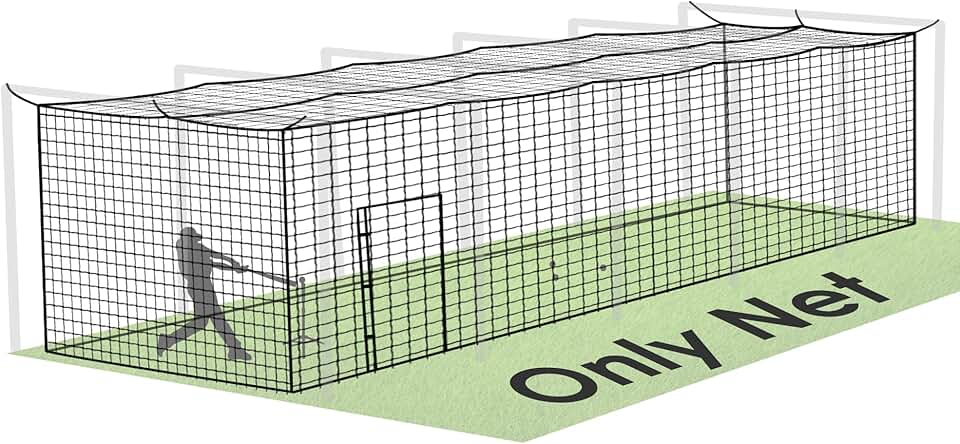 Baseball Batting Cage Nets, ONLY NET, 70'L/55'L/35'L/20'L Baseball and Softball Cage Netting, 1.88