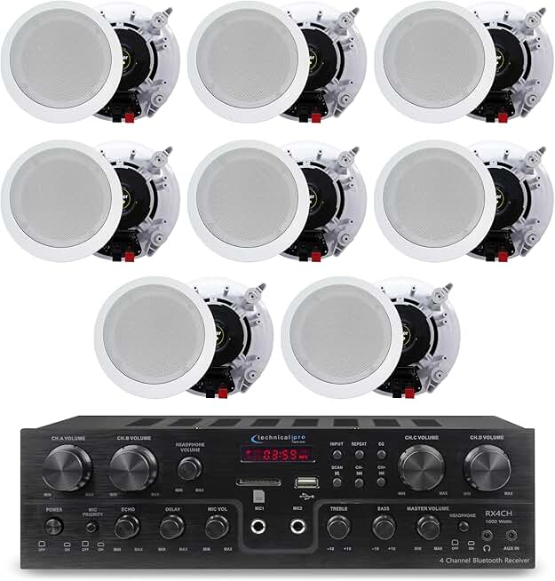 Home Theater System Kit with 1000 Watts 4-Chanel Bluetooth Receiver & 8 Qty 6.5