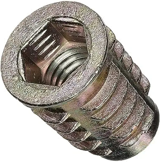 E-Z LOK Knife Threaded Insert for Soft Wood, Zinc Hex-Flanged Thread Inserts, M8-1.25 Internal Threads, 20mm Length (Pack of 60, 1500 Count Total)