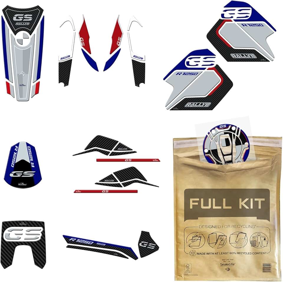 Motorcycle 3D Stickers Compatible with BMW R 1250 GS Adventure Rallye 2022. Motorcycle Protections from Impact and Scratches. Complete Resin Stickers Kit - Made in Italy