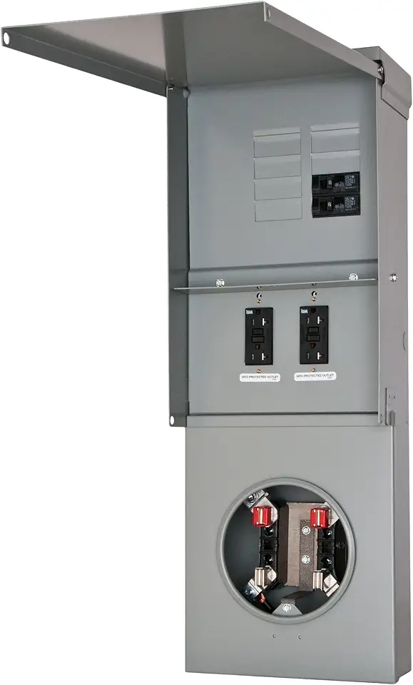 Siemens TL77RB Talon Temporary Power Outlet Panel by with Two 20a Duplex Receptacles Installed Includes a Bottom Fed, Ringless Type, Meter Socket Provision