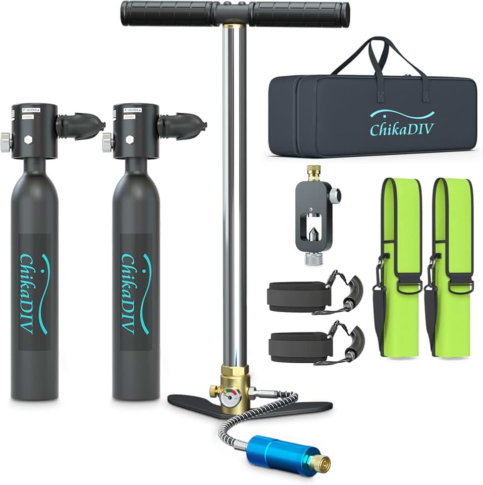 Mini Scuba Tank 0.5L Scuba Diving Tank with 5-10 Minutes, Portable Oxygen Tank for Snorkeling Mini Diving Tank with Pump, Scuba Diving Gear Underwater Tank Diving and Snorkeling Equipment