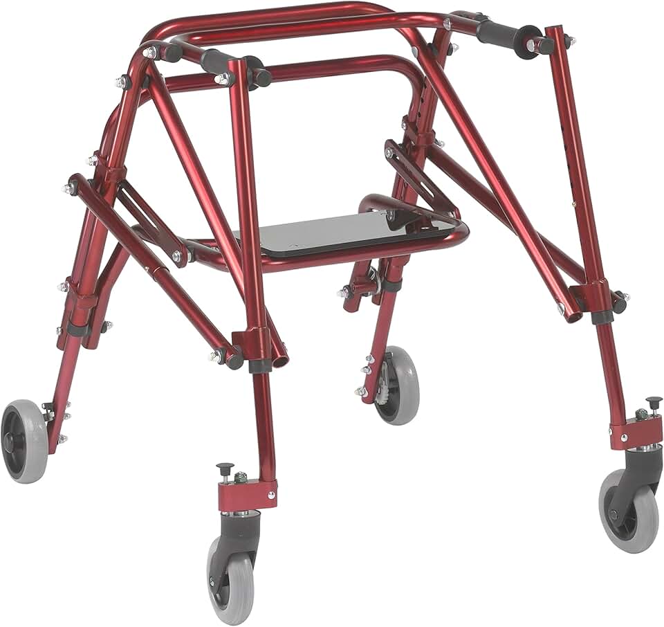 Nimbo 2G Lightweight Posterior Walker with Seat, Castle Red, Medium
