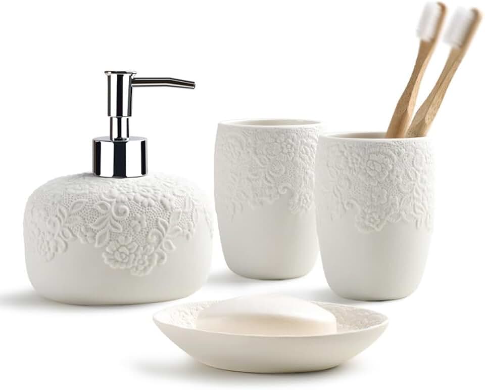 Ceramic Lotion Bottle Toothbrush Holder Cup Soap Box Toilet Storage Decoration