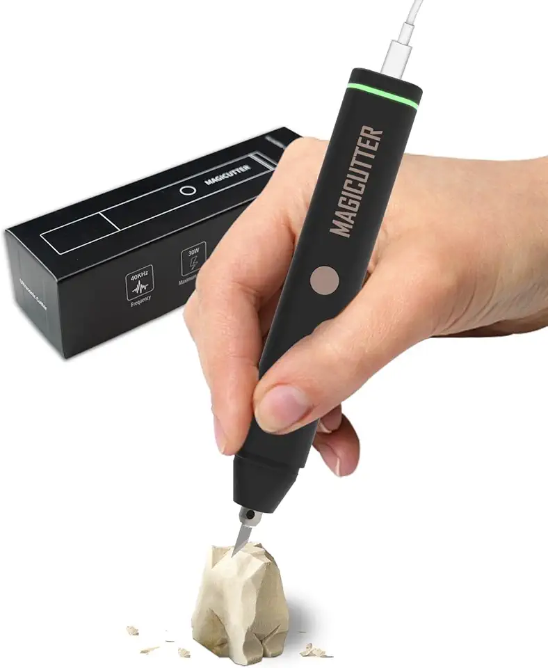 Portable Ultrasonic Cutter 30W 40KHZ for Leather 3D Printing Plastic DIY Cutting, with 40pcs Replacement Knife and Fixtures, Black