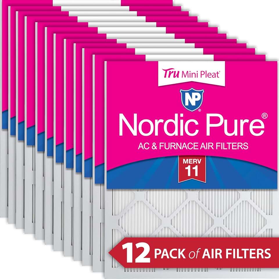 Nordic Pure 18x20x1 (17 1/2 x 19 1/2 x 3/4) Tru Mini Pleat MERV 11 AC Furnace Air Filters 12 Pack
