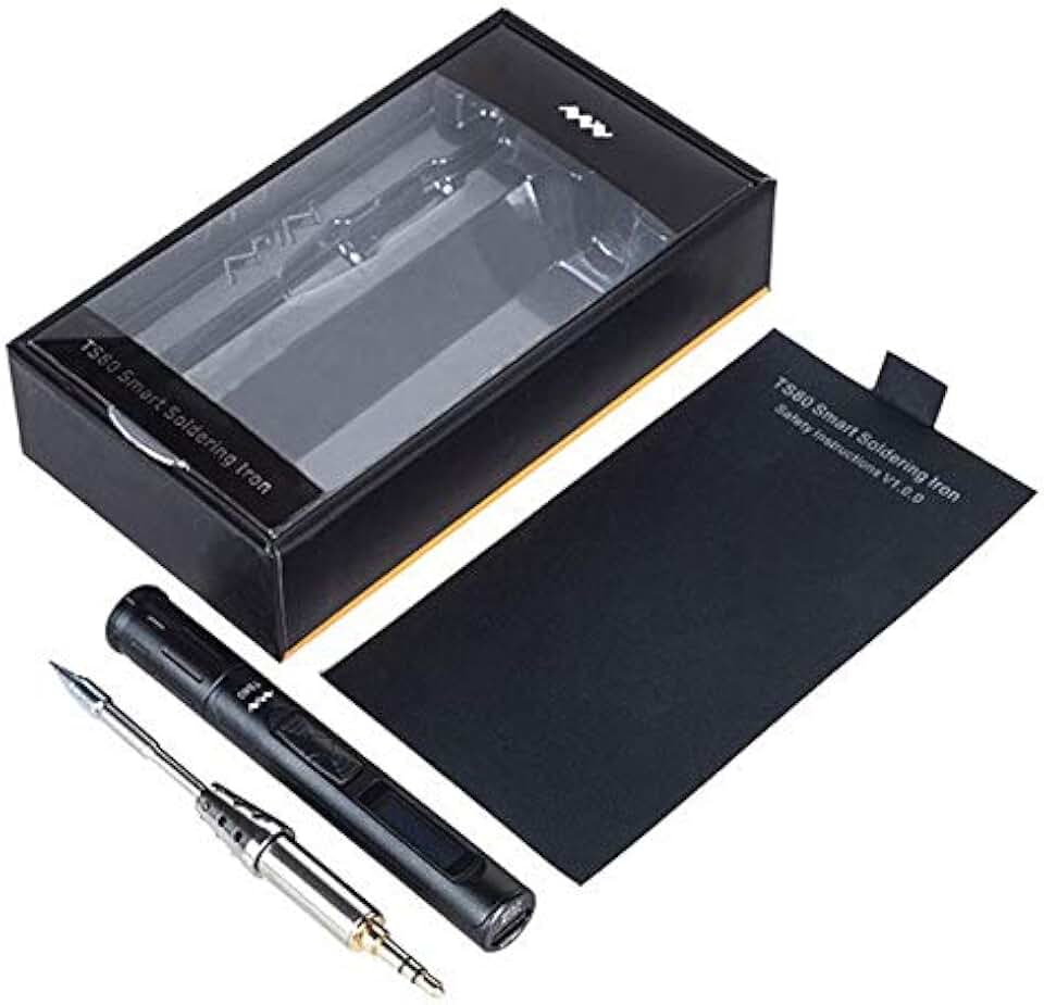 Soldering USB Type Mini TS80 Portable Electric Soldering Iron Adjustable Temperature Digital Solder Station OLED Display - (Color: Silver)