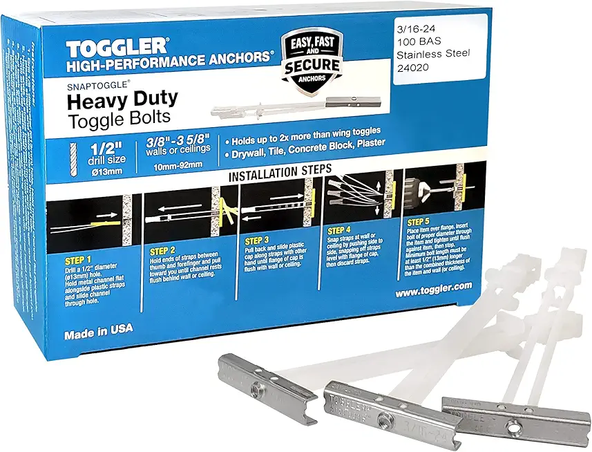 TOGGLER SNAPTOGGLE BAS Toggle Anchor, 304 Stainless Steel Channel, Made in US, 3/8