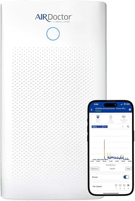 AIRDOCTOR AD5500i SMART HEPA Air Purifier for Extra Large Spaces & Open Concepts with UltraHEPA, Carbon & VOC Filters - Captures particles 100x Smaller than HEPA Standard (AirDoctor 5500i Smart)