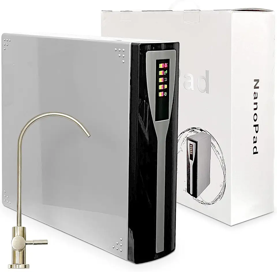 Ronaqua Compact Supper Slim Tank-Less High Flow 500GPD Nano Membrane Reverse Osmosis Under-sink System, TDS Reduction, Quick fitting filters, LED display to remind the time for filter replacement