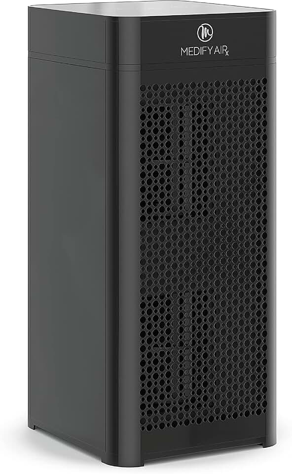 Medify MA-40 UV Light Air Purifier with True HEPA H14 Filter | 1,793 ft² Coverage in 1hr for Wildfires Smoke, Odors, Pollen, Pets | Quiet 99.9% Removal to 0.1 Microns | Black, 1-Pack