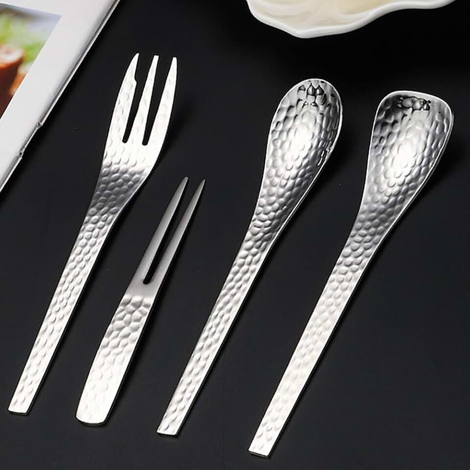 Unique Silverware Set for 16,Hammered 64-Piece Flatware Set,18/10 Stainless Steel Premium Tableware Cutlery Kitchen Knives Forks Spoons Set for Home Restaurant Gold Mirror - Dishwasher Safe