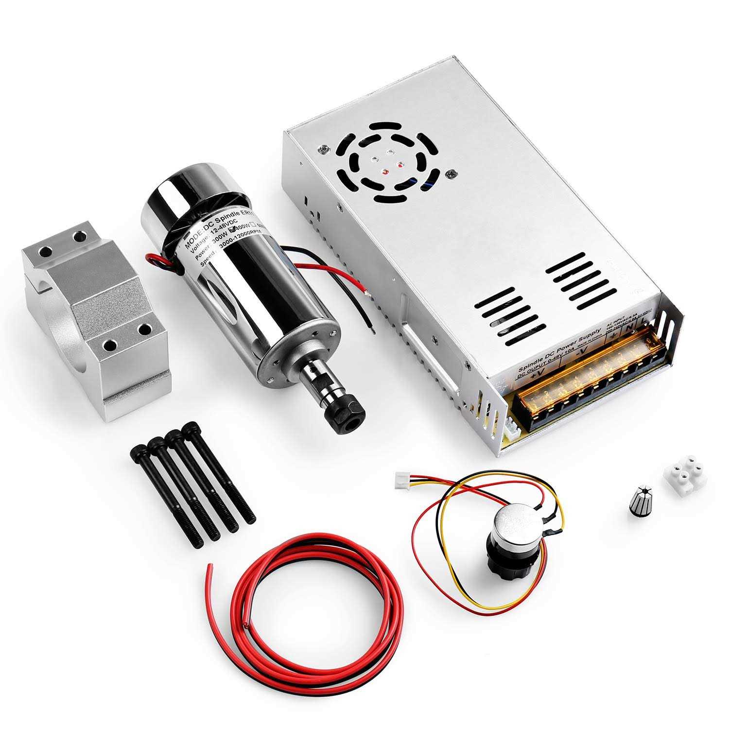 Spindle Output Power Genmitsu Air-Cooled 300W Brush DC Spindle Motor with 0-48V Output ...