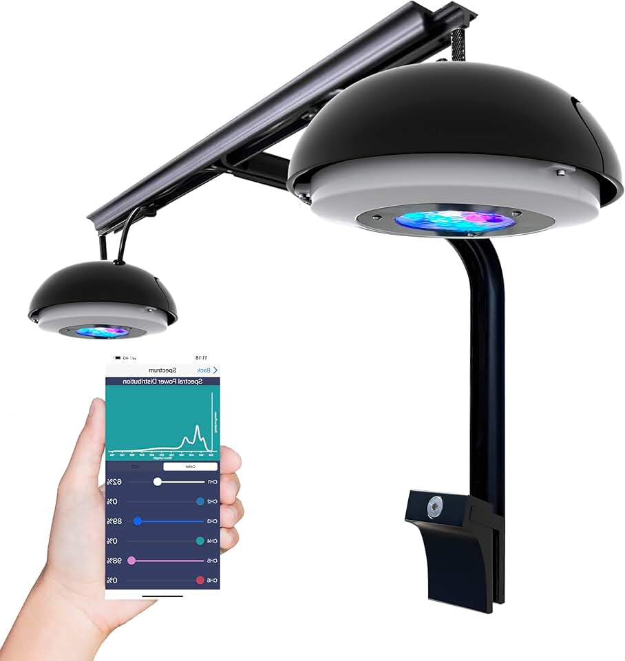 Cetus 2SP Twins 136 Watts 6 Channles APP Control Smart LED Reef Light for Coral Saltwater Marine Fish Tank Sunrise Sunset, Dimmable