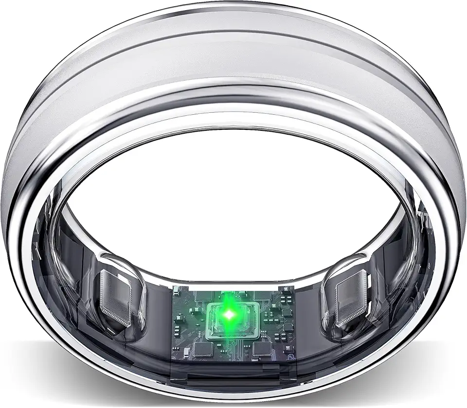 Smart Ring - No App Subscription, Size First with Sizing Kit, 7-10 Days Battery Life, Activity & Sleep Tracker, Stress & Heart Rate Monitor, Compatible with iOS & Android (Sliver, Size 12)