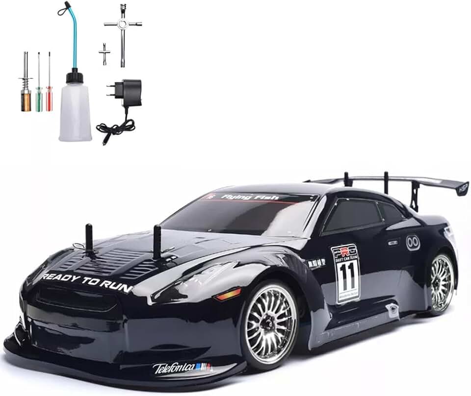 2.4G Nitro RC Cars Truck 1/10 14IN Professional High-Speed Drift Remote Control Car Nitrogen Drive 4WD 80KM/H Metal Chassis Gas RC Cars Adult Children Toy Gift …