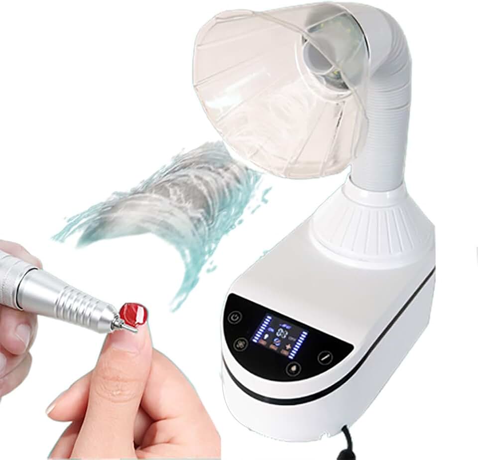 Nail Dust Collector 230W with LED Light and Polishing Drill 100-230V Multifunctional Nail Dust Extractor for Acrylic Gel Nails Polishing, Nail Salon (The Machine with polishing Drill and a Filter)