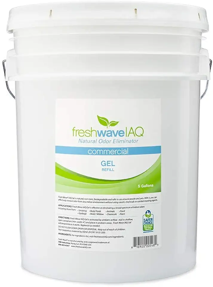 Fresh Wave IAQ Commercial Odor Eliminating Gel Refill, 5 Gallon Bucket | Odor Absorbers for Home | Safer Odor Relief | Natural Plant-Based Odor Eliminator | Refill For 8oz & 16oz. Gels