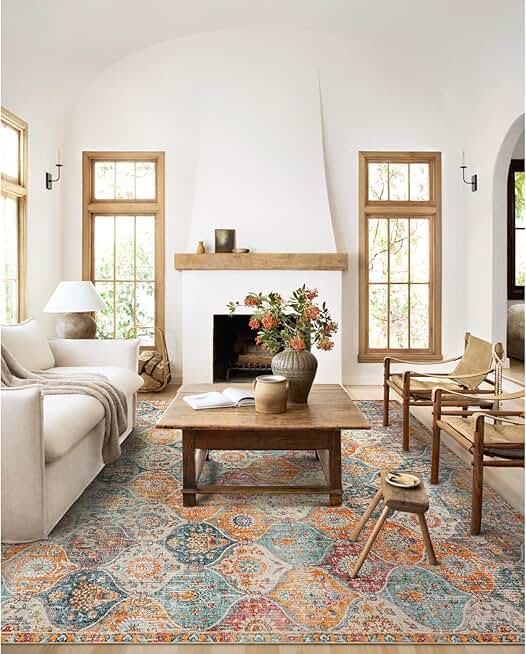 Lahome Moroccan Area Rugs 9x12 Living Room, Ultra-Thin Soft Large Area Rug for Bedroom,Oriental Non-Slip Washable Rug Non Shedding Throw Rugs for Living Dining Room Office (9x12,Cream)