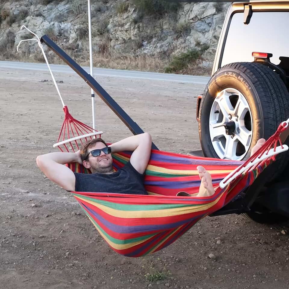 Hammock Hitch Stand Mount with 1 Parachute Bed (Hammock) Compatible with Jeep, Pickup Truck, etc
