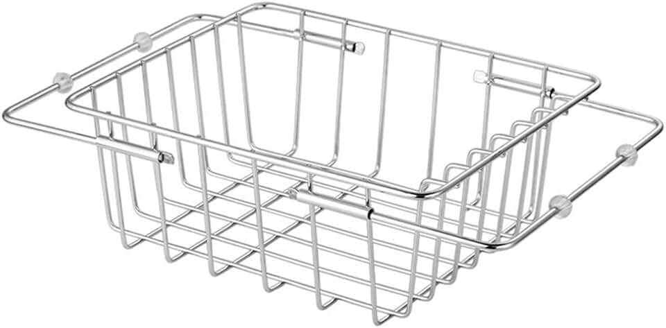 GYLXW Expandable Dish Drying Rack and Utensil Holder, 304 Stainless Steel Over Sink Dish Rack, Dish Drainer in Sink or On Counter, Rustproof