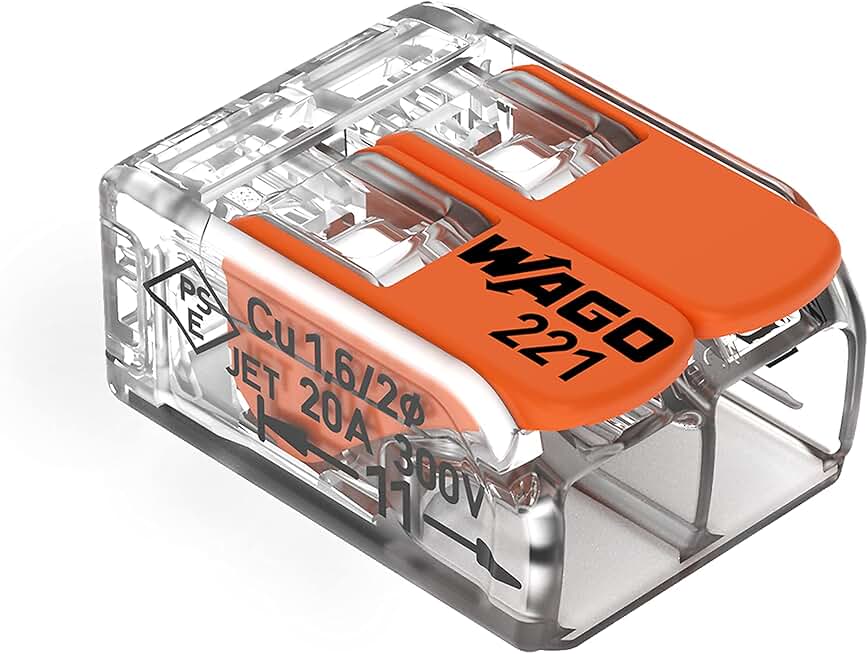 WAGO 221-412 Compact Lever-Nuts® Splicing Connectors, 2-Conductor, 24-12 AWG, 2500pcs