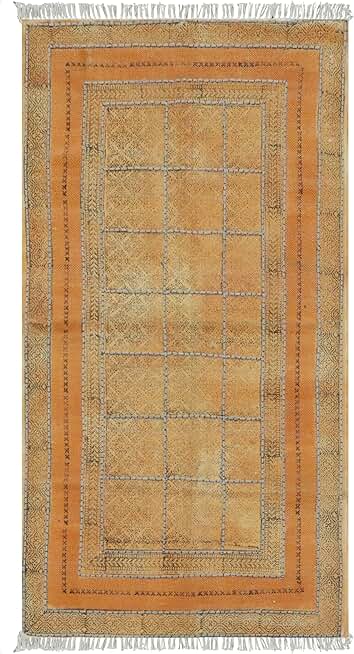 Kilim Rug 3x15 Runner Rugs for Indoor Outdoor Use Orange Brown Cotton Rug Embroidery Washable Dhurrie Flatweave Rugs for Large Home Foyar Corridor Hallway Stair Runner