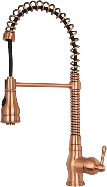 Pre-Rinse Spring Kitchen Faucet, Single Handle Solid Brass High Arc Pull Down Sprayer Head Kitchen Sink Faucet