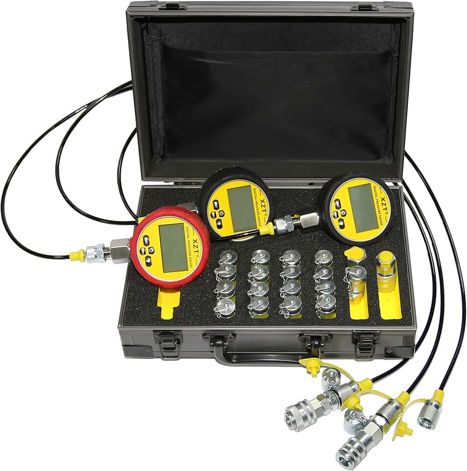 XZT 70P Digital Hydraulic Pressure Test,Pressure gauges Set, Mini Hydraulic Hose Set, Test Coupling Set,Hydraulic Repair Tools for Excavator Construction Machinery,Hydraulic Systems