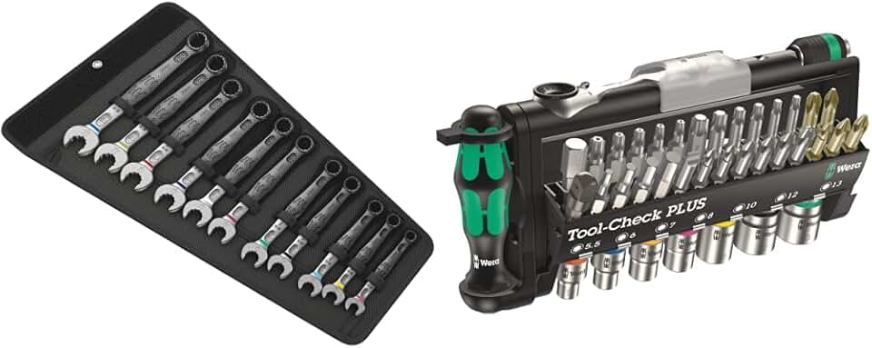 Wera 05020231001 6003 Joker 11 Set 1 Combination Wrench Set, 11 Pieces 056490 Tool-Check Plus Bit Ratchet Set with Sockets - Metric