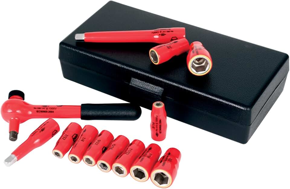 Wiha 31391 1/4-Inch Drive Socket Set, Metric, Insulated, 13 Piece