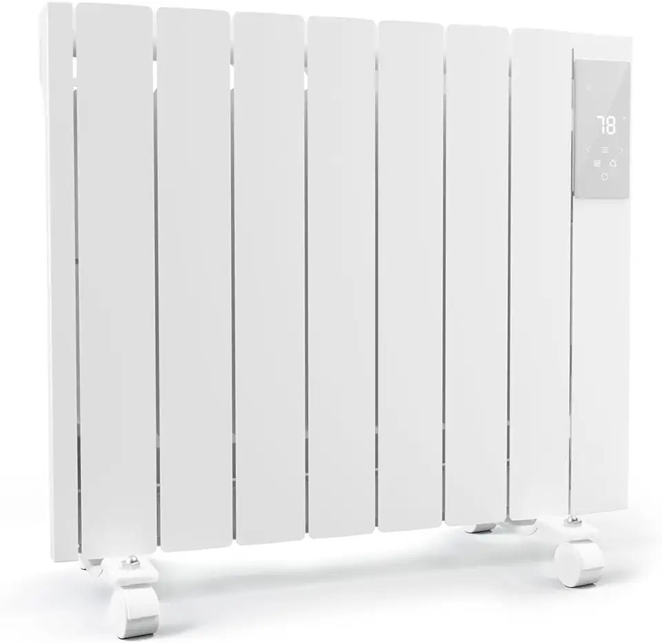 1500W Panel Heater - Electric Wall/Freestanding Aluminium Radiator/LED Display, Adjustable Thermostat, Timer & Safety Protection for Indoor Use in Living Room/Bedroom/Bathroom