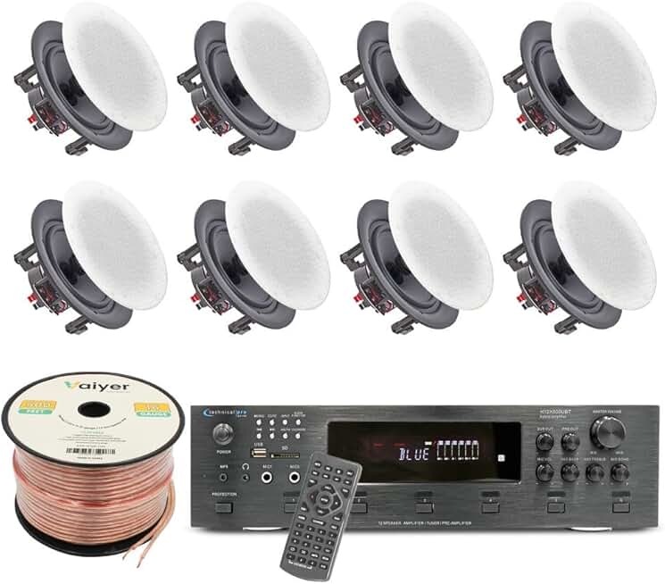 Home Theater System Kit, 6-Channel 6000 Watts Bluetooth Amplifier with 6.5