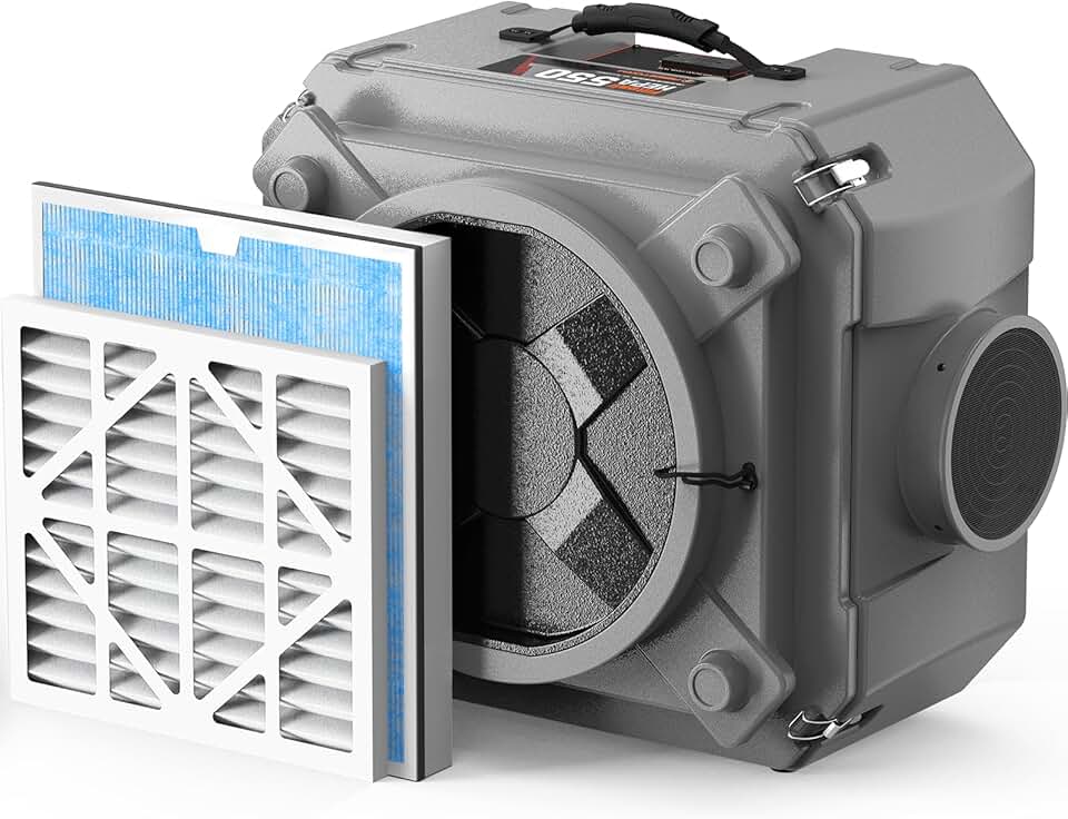 Abestorm Air Scrubber, Negative Air Machine with 3-Stage Filtration &16 Inch Air Inlet for Home, Industrial and Commercial Air Purification, MEVR-10 & HEPA/Activated Carbon Filters, 550 CFM, Gray