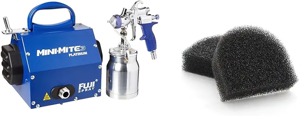 Fuji Spray 2903-T70 Mini-Mite 3 Platinum - T70 HVLP Spray System & 7224-2 Turbine Filters for Mini-Mite Platinum Series, Black, 1 Pair