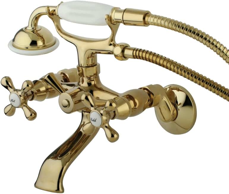 Kingston Brass KS265PB Clawfoot Tub Wall Mount Faucet, Polished Brass