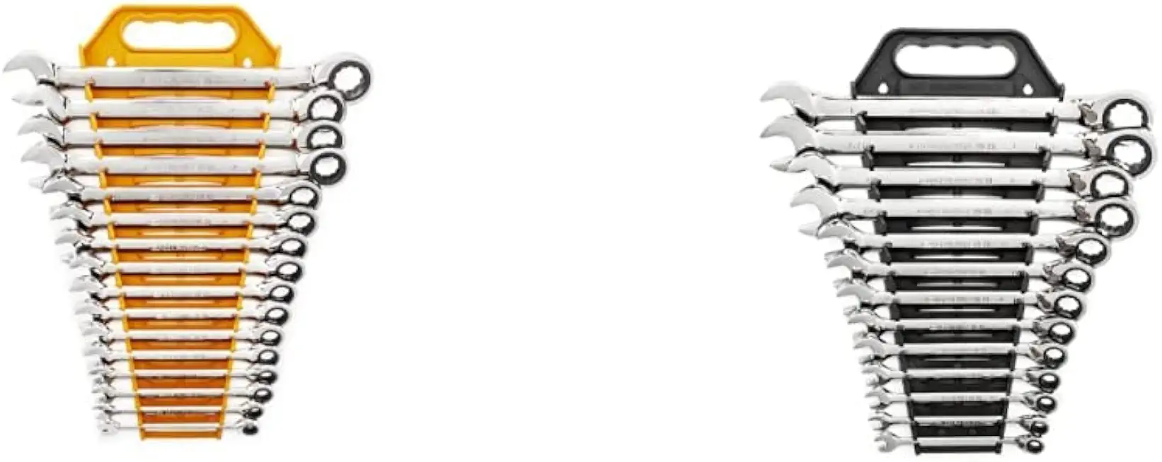 GEARWRENCH 16 Pc. Ratcheting Combination Wrench Set with Tray, Metric - 9416 & 13 Pc. 12 Pt. Reversible Ratcheting Combination Wrench Set, SAE - 9509N