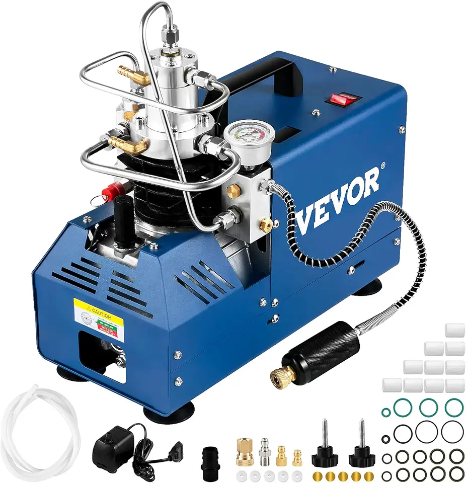 VEVOR High Pressure Compressor, 4500PSI/30MPA/300BAR High Pressure Air Compressor, 1800W 110V Manual Stop Air Rifle Compressor Suitable for Paintball Air Rifle, PCP Rifle, Air Pistol, Diving Bottle