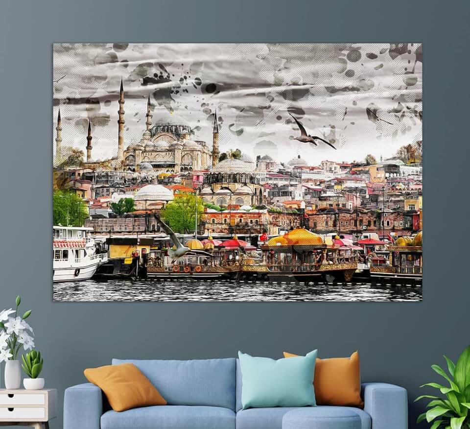 Istanbul Canvas Print, Blue Mosque, Istanbul Skyline, Istanbul Painting, Sultan Ahmet Camii, Turkey Wall Art